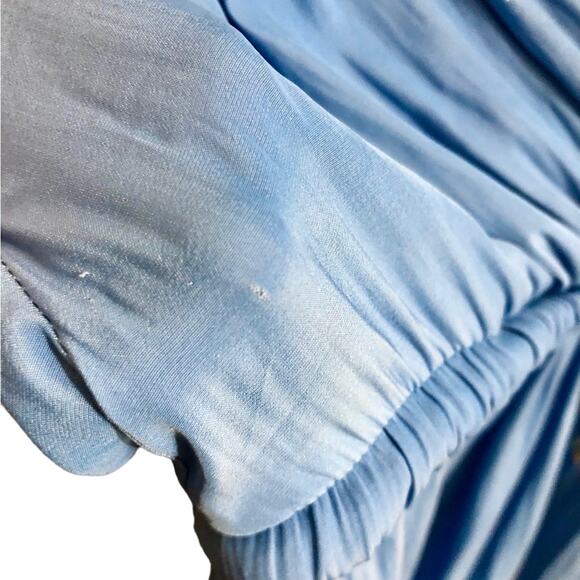 Maje Satin V-Neck Drawstring Waist Mini Dress in Light Blue Size Large - Picture 8 of 8